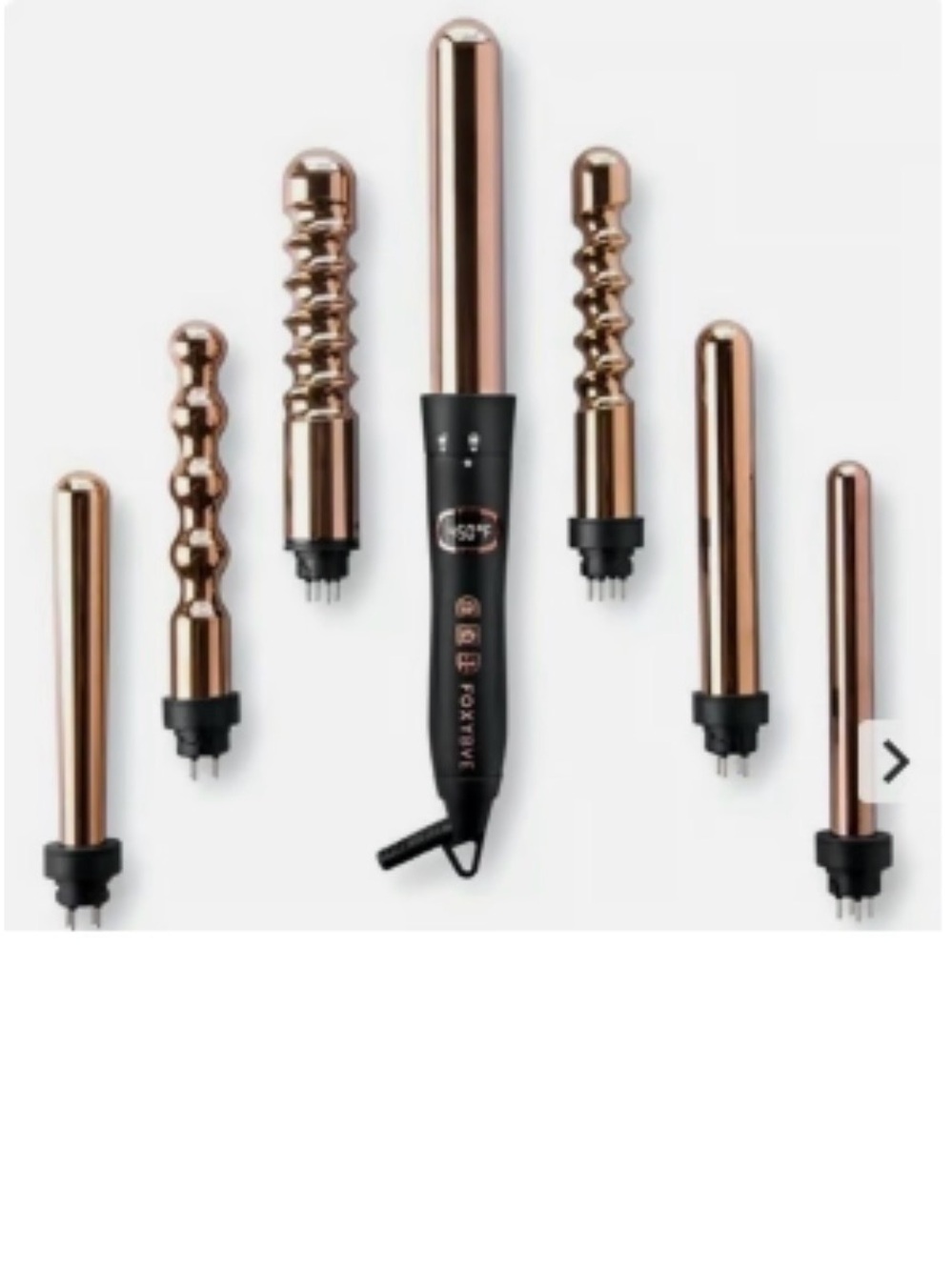 Foxlyn Rose Gold Interchangeable Curling Wand Set - 7-Piece